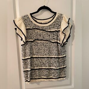 Skies Are Blue Black and Cream Knit Top